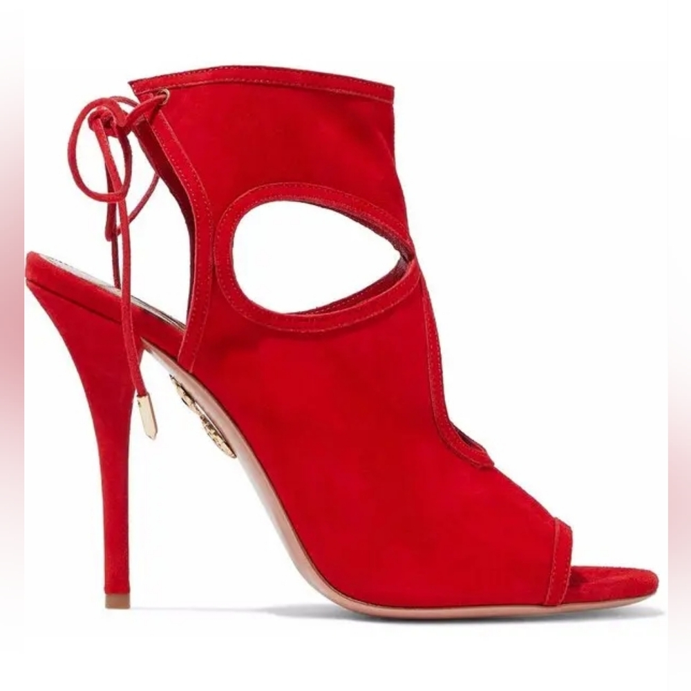AQUAZZURA sexy thing cutout suede sandals Heels 38.5